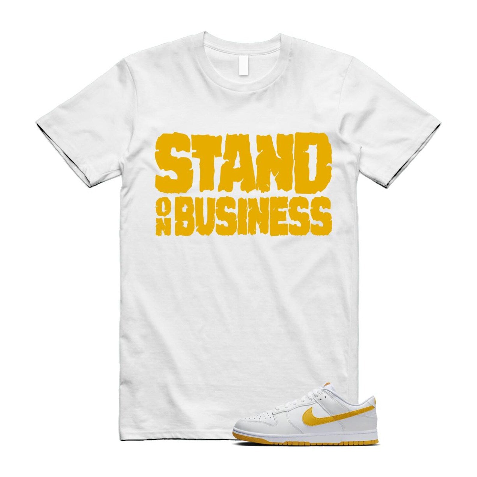 Dunk White University Gold Low T Shirt Match Stand On Business T-Shirt, Sneaker Match Tee