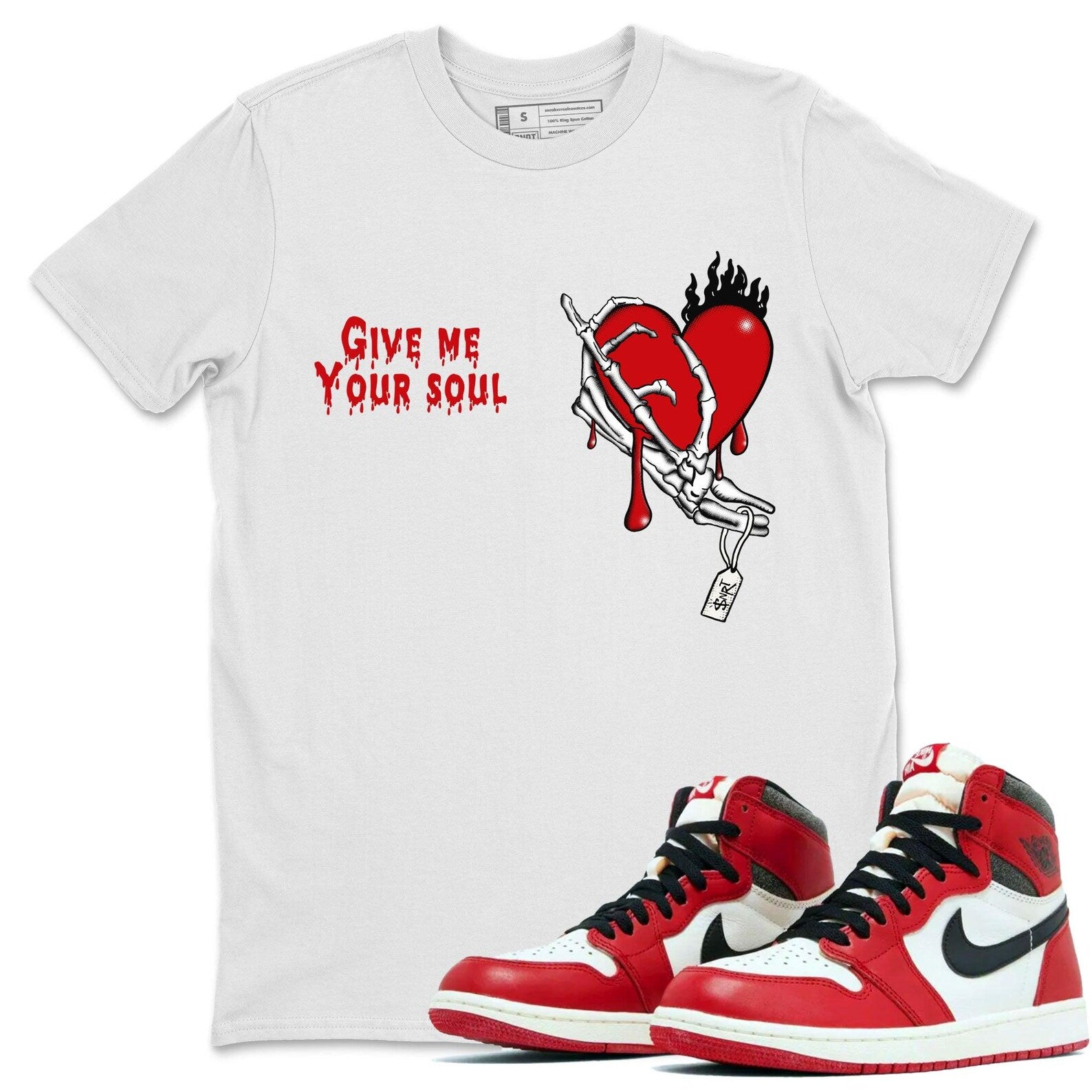 Give Me Your Soul Sneaker Casual Unisex Cotton Sneaker T Shirt To Match Jordan 1 Lost & Found T-Shirt, Sneaker Match Tee