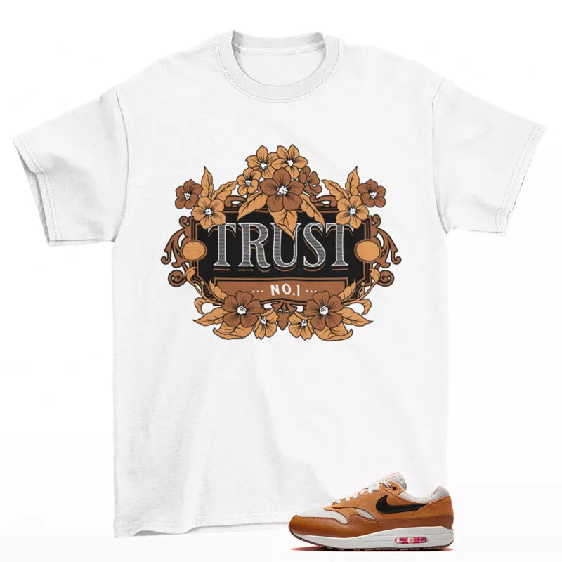 Trust Sneaker Shirt White to Match Air Max 1 Flax British Tan FZ5808-004 T-Shirt, Sneaker Match Tee