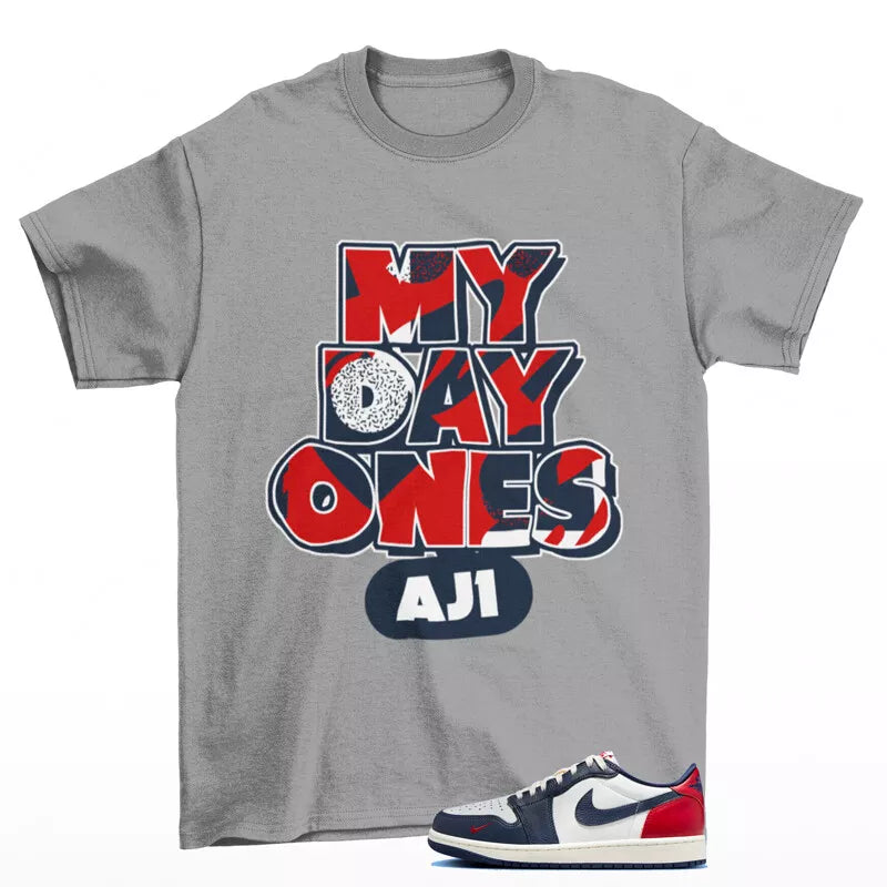 Day One Sneaker Shirt Grey to Match Jordan 1 Retro Low OG Howard HQ2993-100 T-Shirt, Sneaker Match Tee