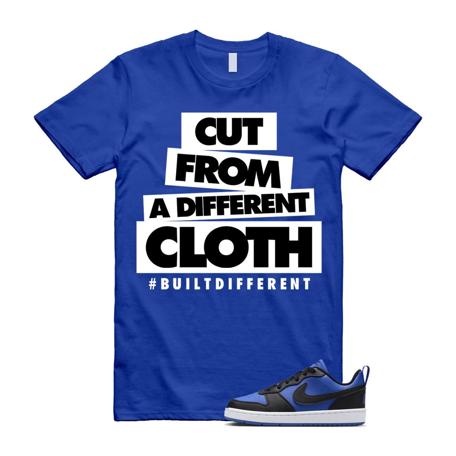 Court Borough Recraft Game Royal Blue White Black Low T Shirt Match CLOTH T-Shirt, Sneaker Match Tee