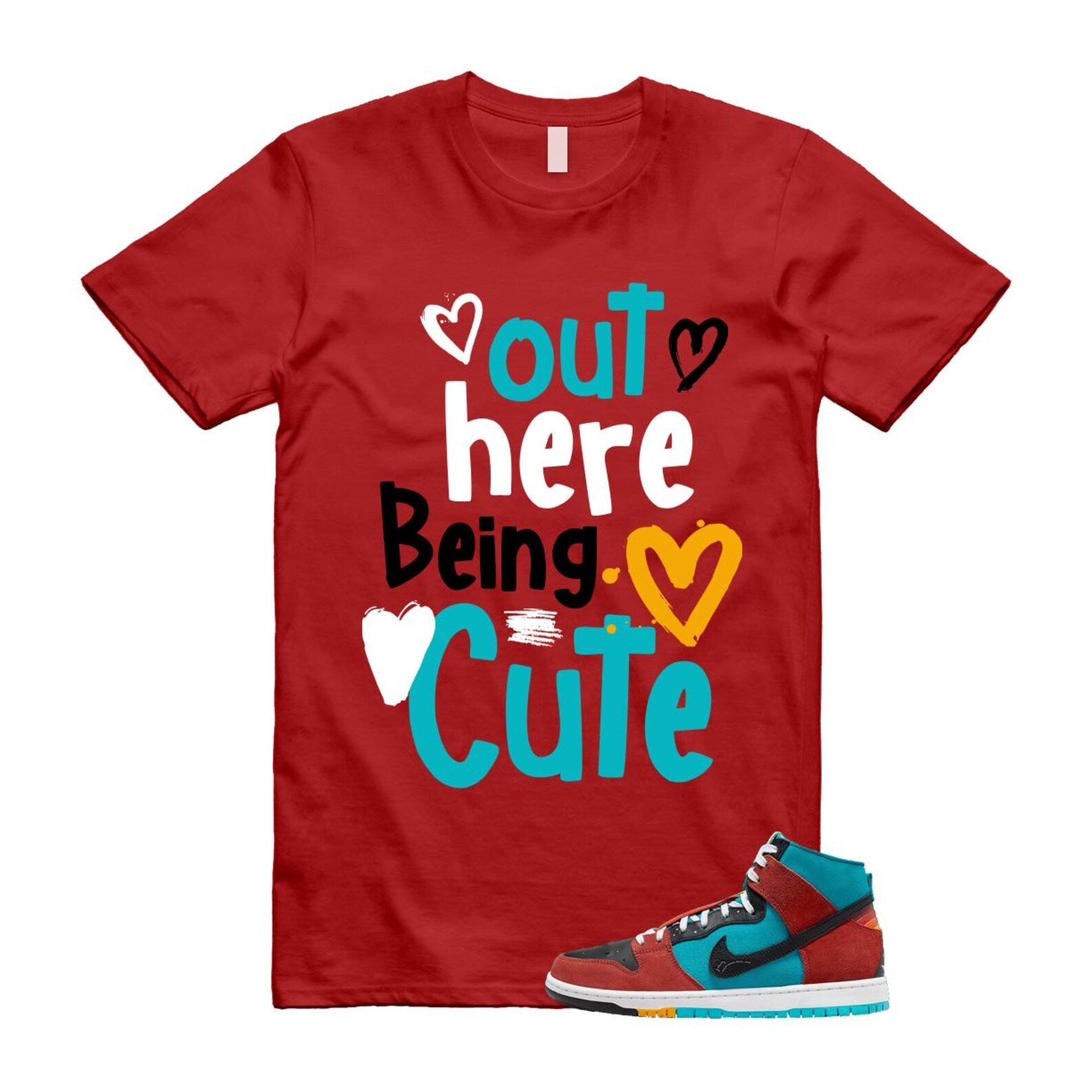 Di'orr Greenwood Navajo Arts Turquoise Blue Black Rugged Orange SB Dunk High T Shirt Match Out Here Being Cute T-Shirt, Sneaker Match Tee