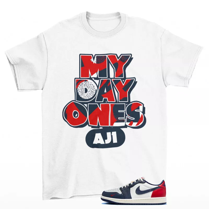 Day One Sneaker Shirt to Match Jordan 1 Retro Low OG Howard HQ2993-100 T-Shirt, Sneaker Match Tee
