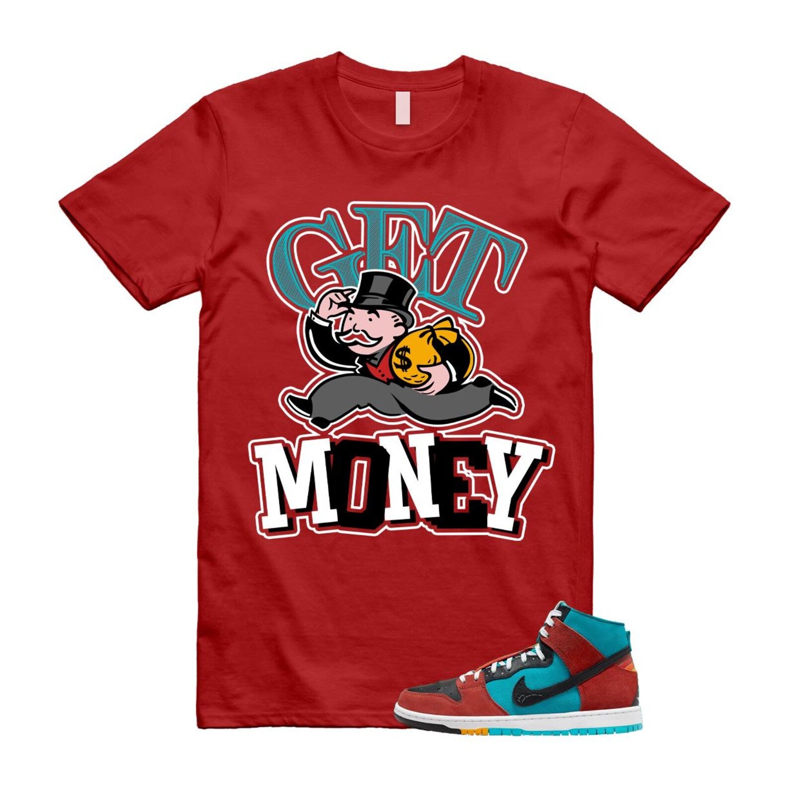 Di'orr Greenwood Navajo Arts Turquoise Blue Black Rugged Orange SB Dunk High T Shirt Match GM T-Shirt, Sneaker Match Tee