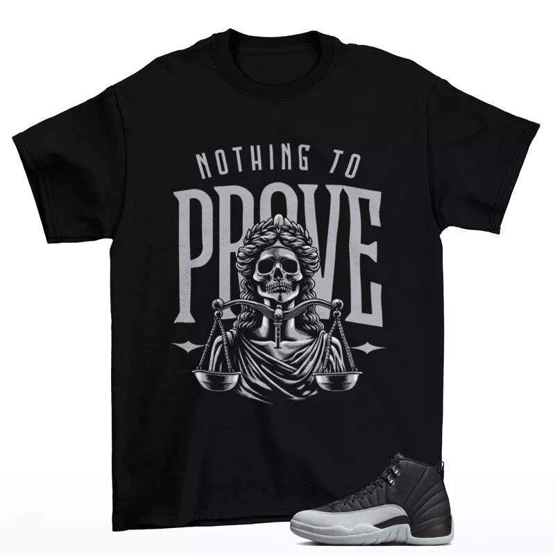 Proof Shirt Black to Match Jordan 12 Barons Wolf Grey CT8013-010 T-Shirt, Sneaker Match Tee