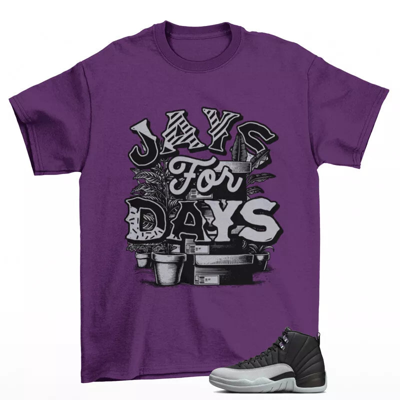 Stacked Shirt Purple to Match Jordan 12 Barons Wolf Grey CT8013-010 T-Shirt, Sneaker Match Tee