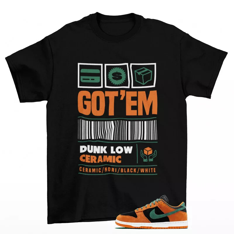 Copped Sneaker Shirt Black to Match Dunk Low Ceramic DA1469-001 T-Shirt, Sneaker Match Tee