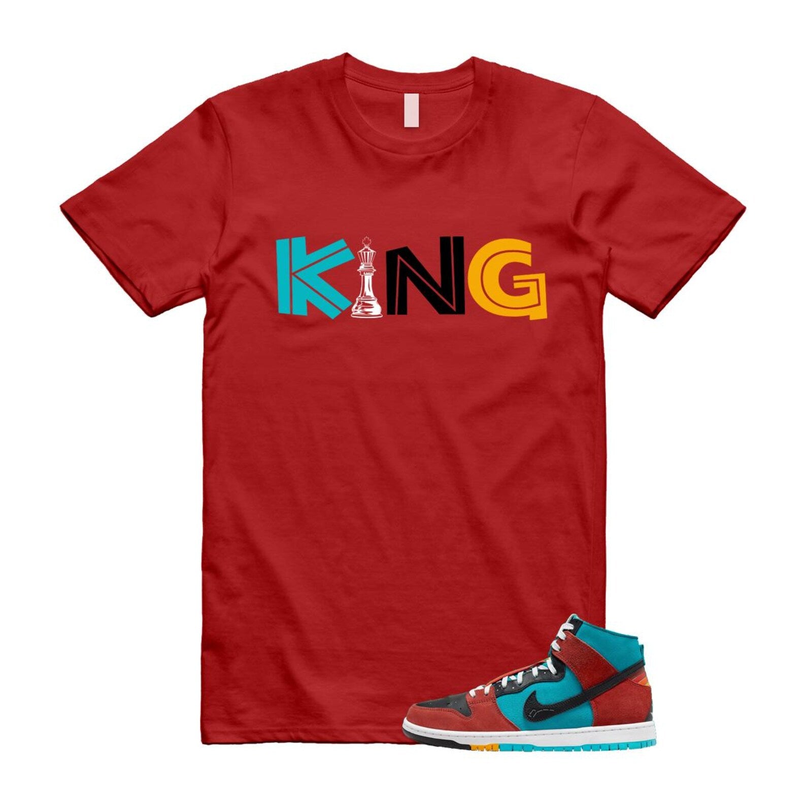 Di'orr Greenwood Navajo Arts Turquoise Blue Black Rugged Orange SB Dunk High T Shirt Match KING T-Shirt, Sneaker Match Tee