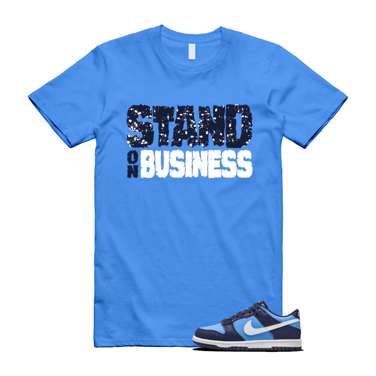 Dunk University Blue Midnight Navy White Big Kids Low T Shirt Match Stand On Business T-Shirt, Sneaker Match Tee