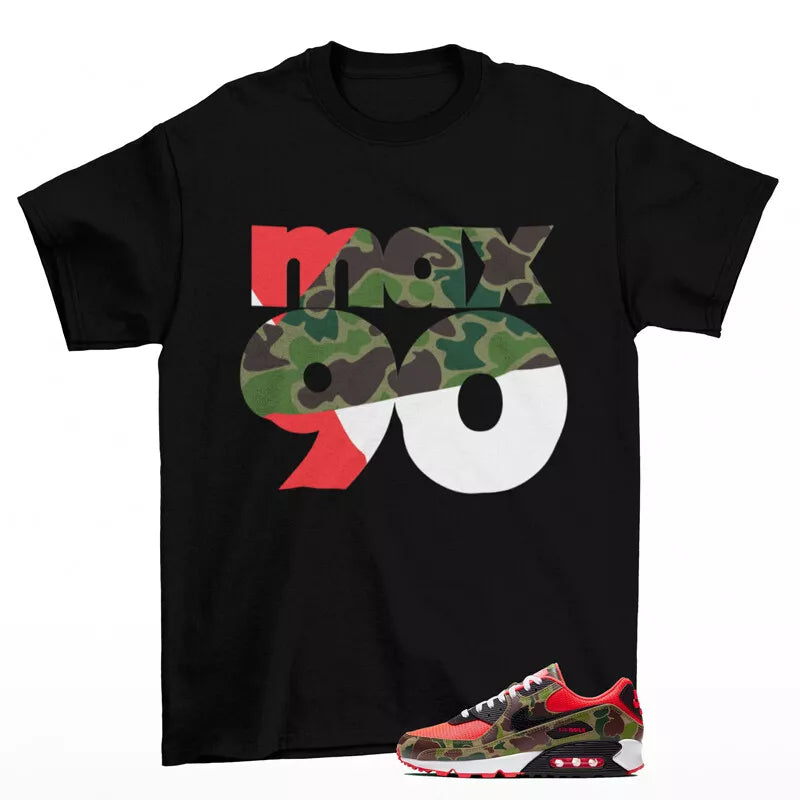 Throwback Sneaker Shirt Black to Match Air Max 90 Reverse Duck Camo CW6024-600 T-Shirt, Sneaker Match Tee