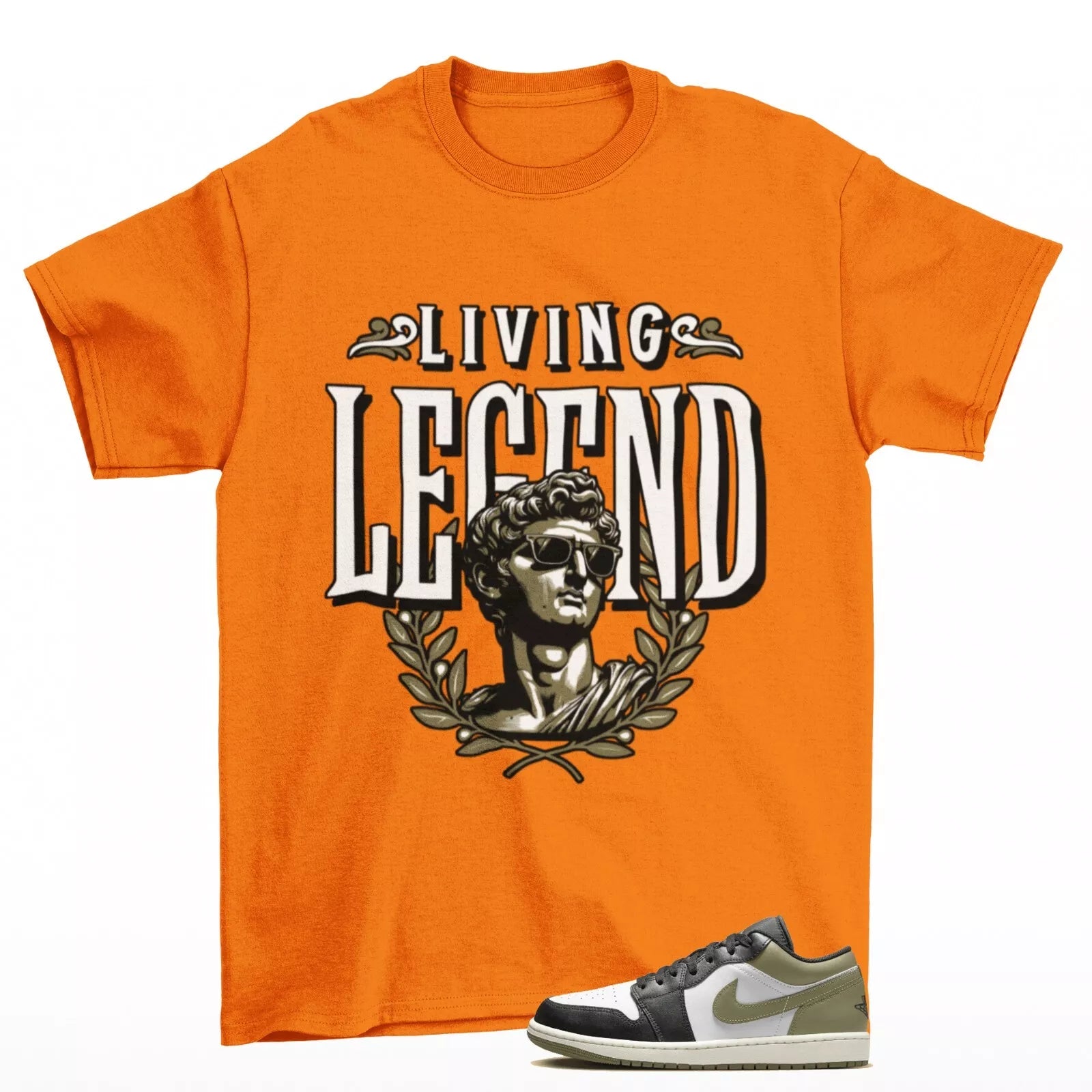 Legend Sneaker Shirt Orange to Match Jordan 1 Low Medium Olive 553558-092 T-Shirt, Sneaker Match Tee