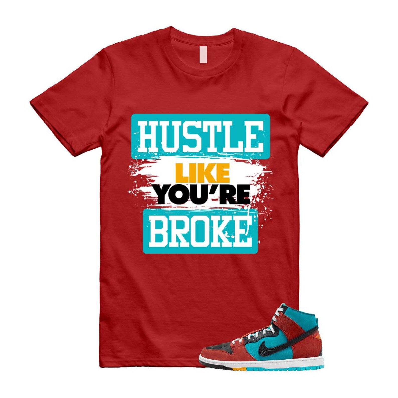 Di'orr Greenwood Navajo Arts Turquoise Blue Black Rugged Orange SB Dunk High T Shirt Match HLYB T-Shirt, Sneaker Match Tee