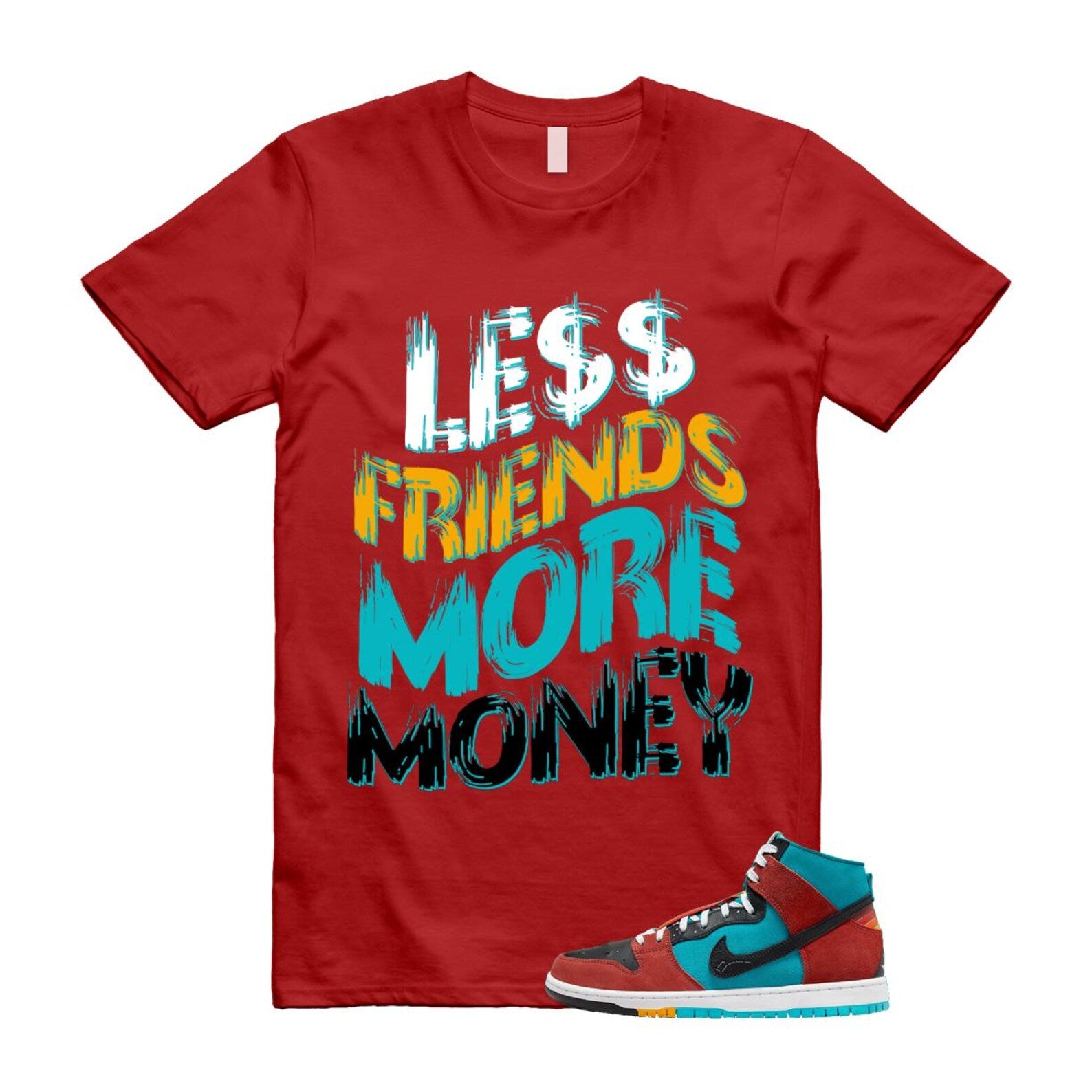 Di'orr Greenwood Navajo Arts Turquoise Blue Black Rugged Orange SB Dunk High T Shirt Match LF T-Shirt, Sneaker Match Tee