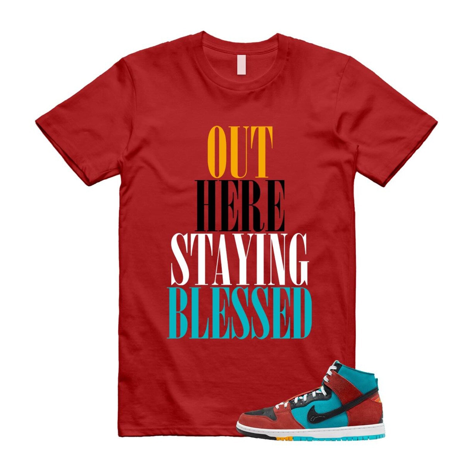 Di'orr Greenwood Navajo Arts Turquoise Blue Black Rugged Orange SB Dunk High T Shirt Match STAYBLS T-Shirt, Sneaker Match Tee
