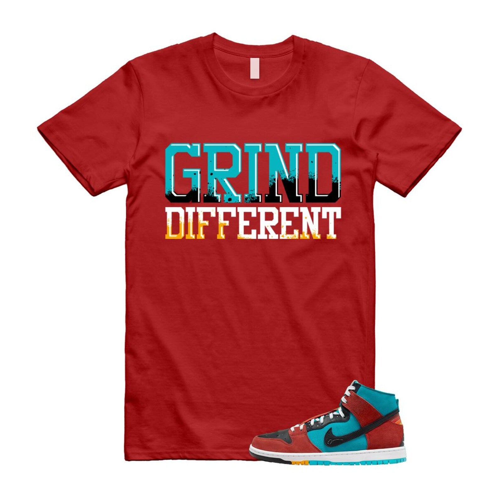Di'orr Greenwood Navajo Arts Turquoise Blue Black Rugged Orange SB Dunk High T Shirt Match GRD T-Shirt, Sneaker Match Tee