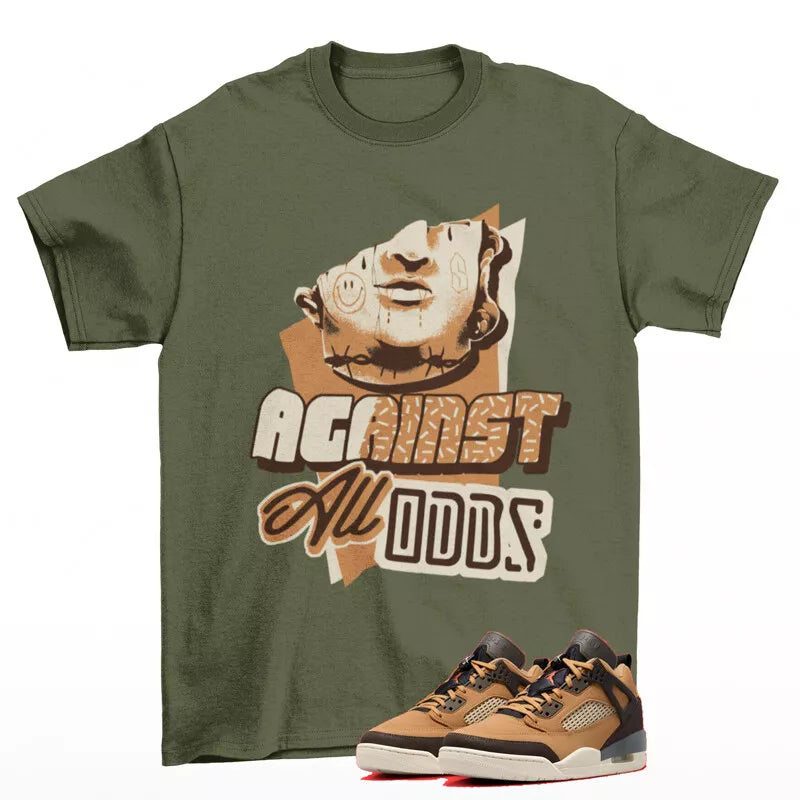 All Odds Sneaker Shirt Olive to Match Jordan Spizike Low Flax FQ1759-202 T-Shirt, Sneaker Match Tee