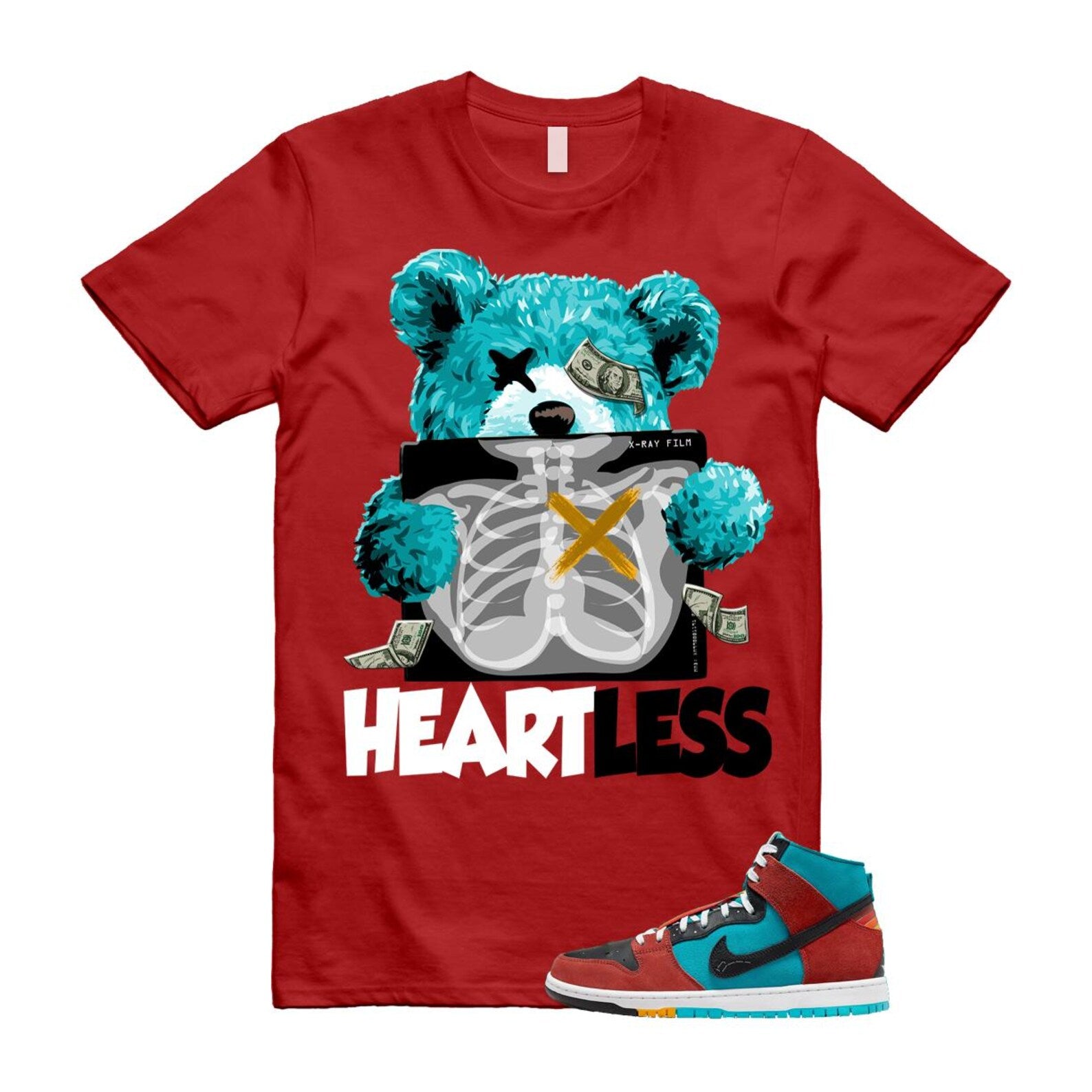 Di'orr Greenwood Navajo Arts Turquoise Blue Black Rugged Orange SB Dunk High T Shirt Match HEART T-Shirt, Sneaker Match Tee