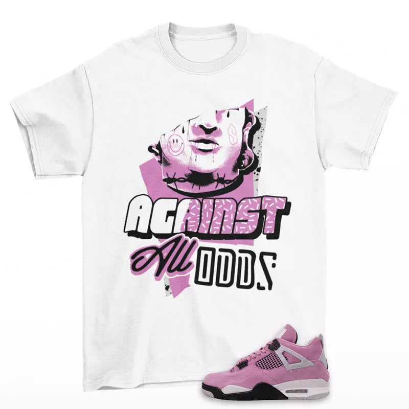 All Odds Sneaker Shirt White to Match Jordan 4 Retro Orchid AQ9129-501 T-Shirt, Sneaker Match Tee