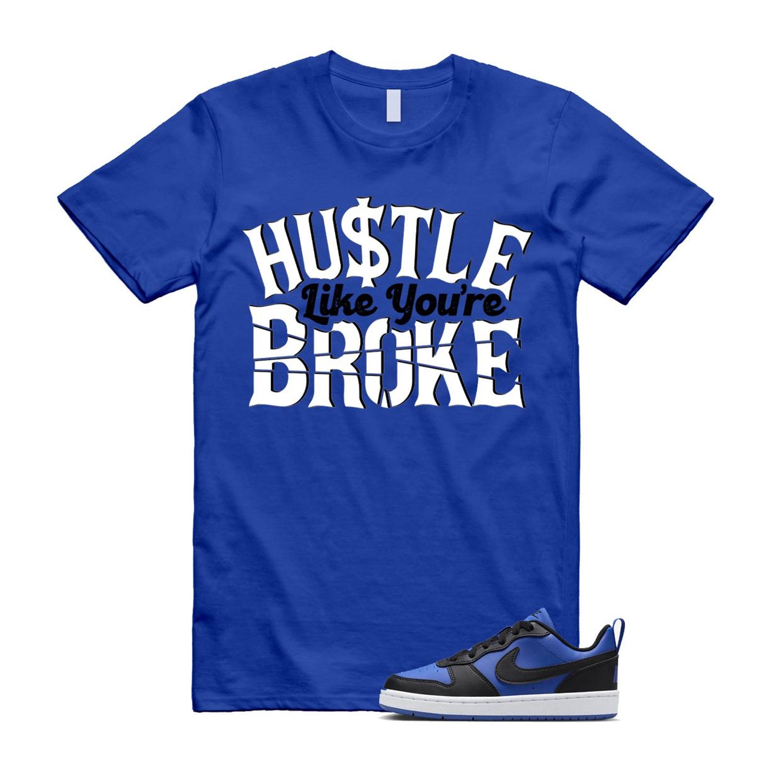 Court Borough Recraft Game Royal Blue White Black Low T Shirt Match BROKE T-Shirt, Sneaker Match Tee