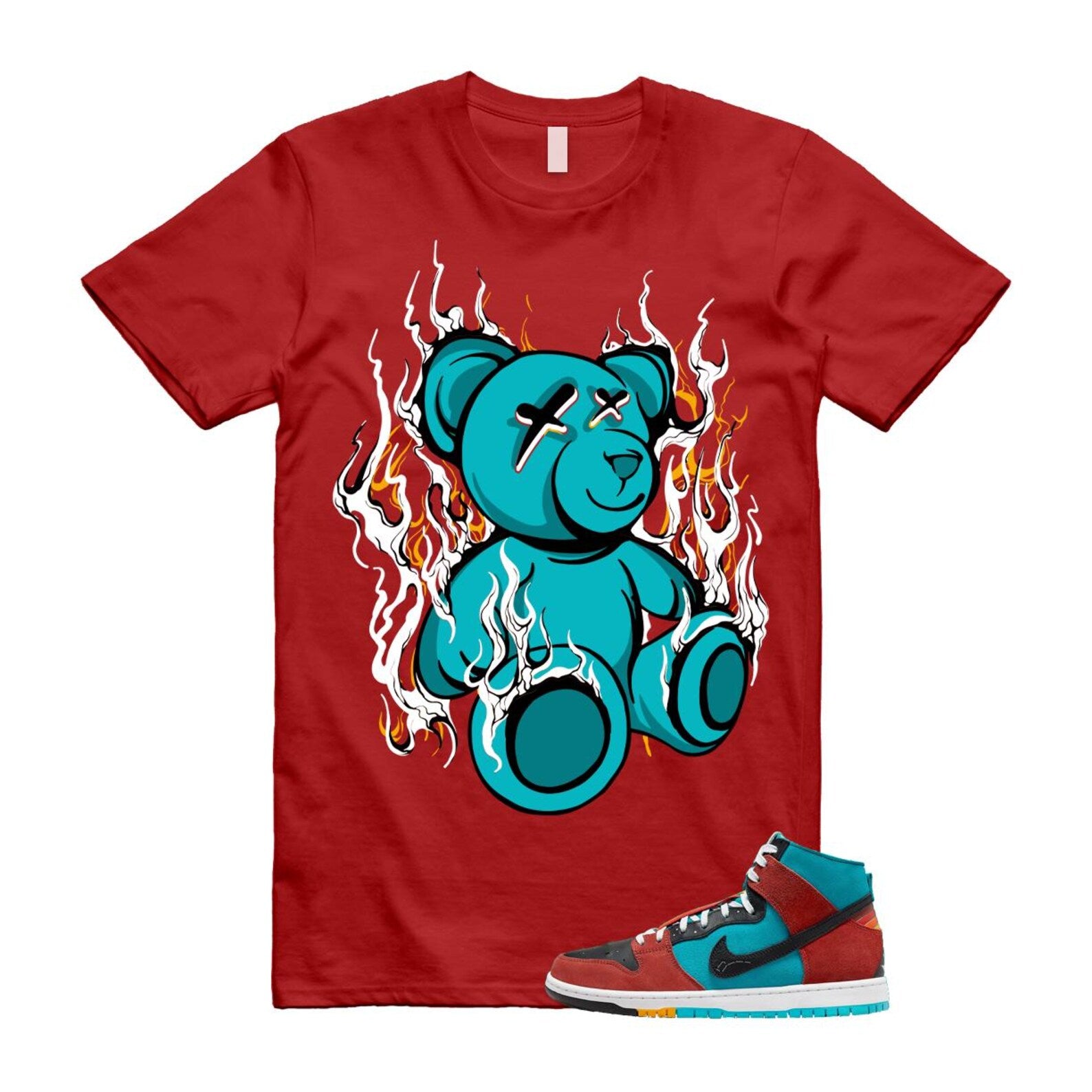 Di'orr Greenwood Navajo Arts Turquoise Blue Black Rugged Orange SB Dunk High T Shirt Match LIT T-Shirt, Sneaker Match Tee