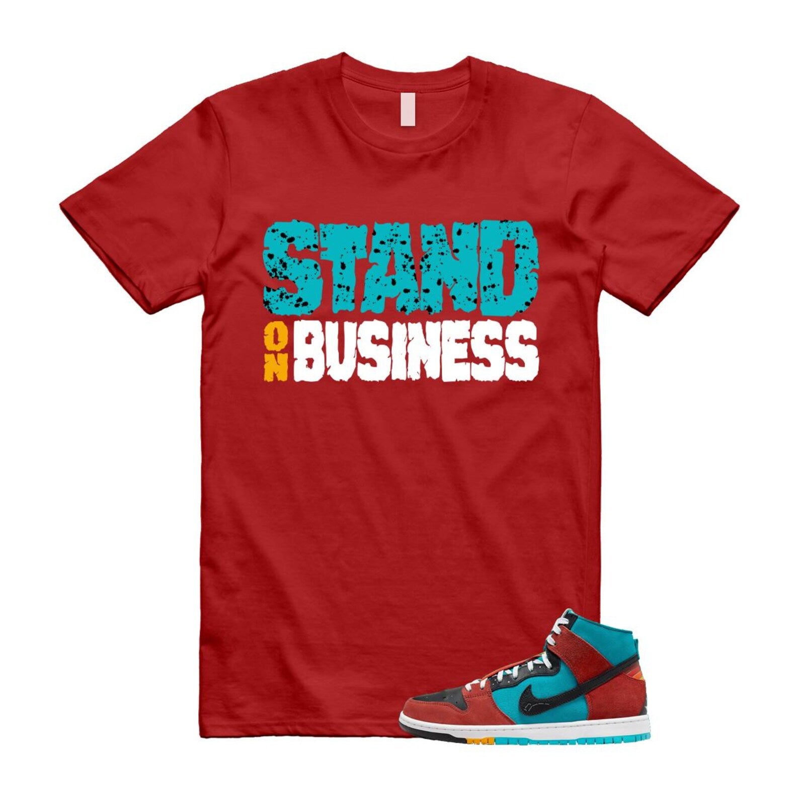 Di'orr Greenwood Navajo Arts Turquoise Blue Black Rugged Orange SB Dunk High T Shirt Match Stand On Business T-Shirt, Sneaker Match Tee