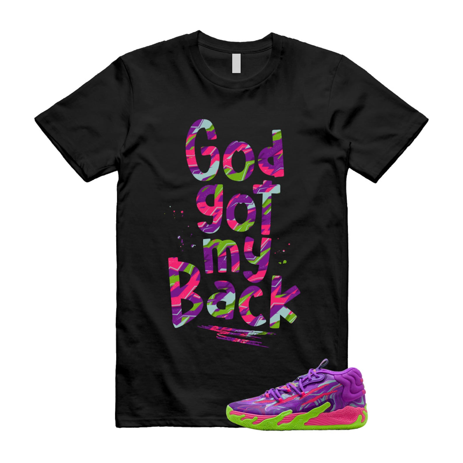 Toxic LaMelo Ball Purple Glimmer Green Gecko 03 Slime T Shirt Match GOD T-Shirt, Sneaker Match Tee