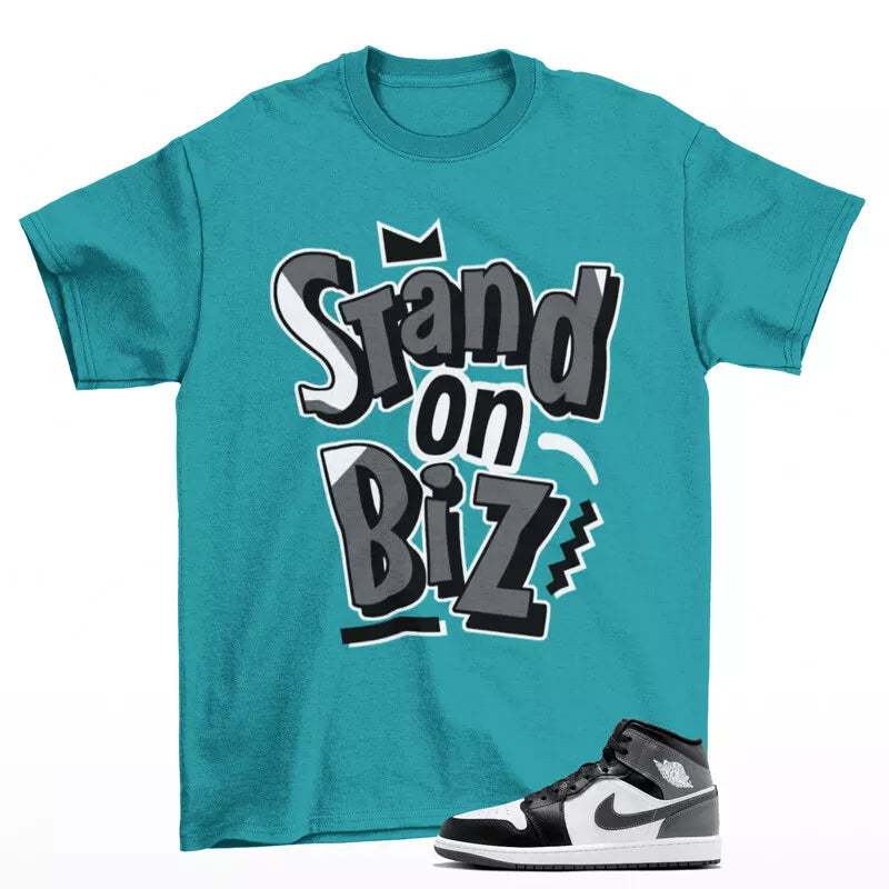 Strictly Biz Sneaker Shirt Teal to Match Jordan 1 Mid Iron Grey DQ8426-001 T-Shirt, Sneaker Match Tee