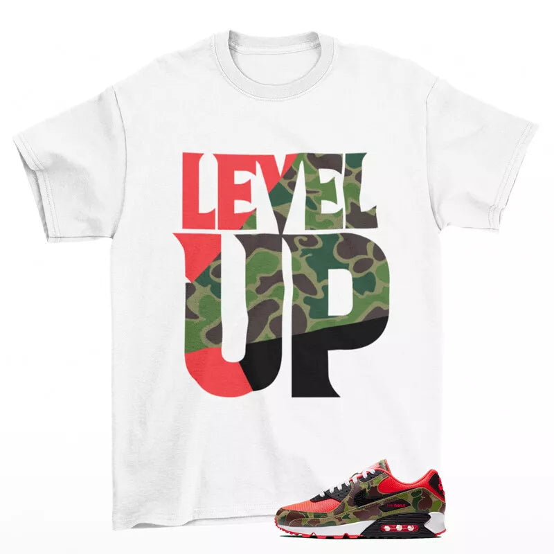 Level Up Sneaker Shirt White to Match Air Max 90 Reverse Duck Camo CW6024-600 T-Shirt, Sneaker Match Tee