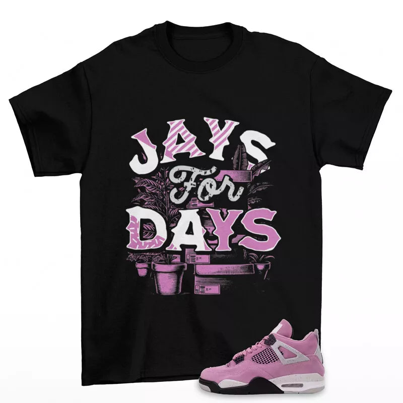 Stacked Sneaker Shirt Black to Match Jordan 4 Retro Orchid AQ9129-501 T-Shirt, Sneaker Match Tee