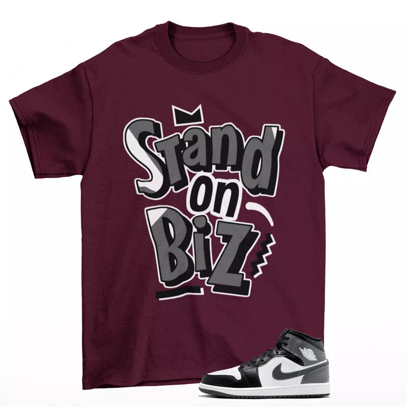 Strictly Biz Shirt Burgundy to Match Jordan 1 Mid Iron Grey DQ8426-001 T-Shirt, Sneaker Match Tee