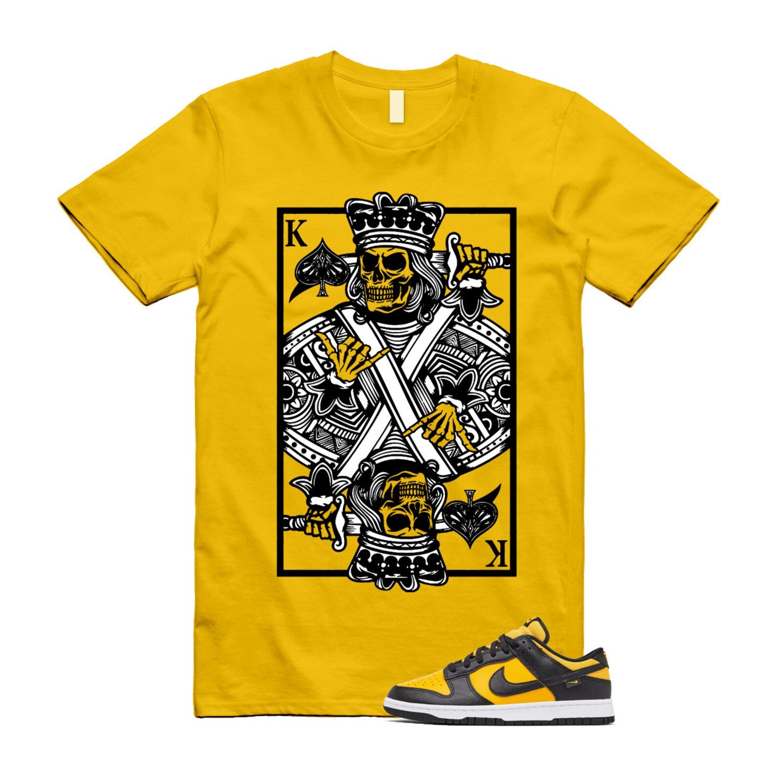 Dunk Reverse Goldenrod University Gold Black White Low T Shirt Match KC T-Shirt, Sneaker Match Tee