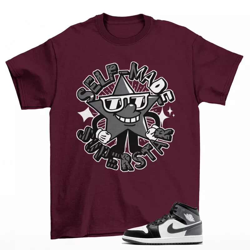 Superstar Sneaker Shirt Burgundy to Match Jordan 1 Mid Iron Grey DQ8426-001 T-Shirt, Sneaker Match Tee