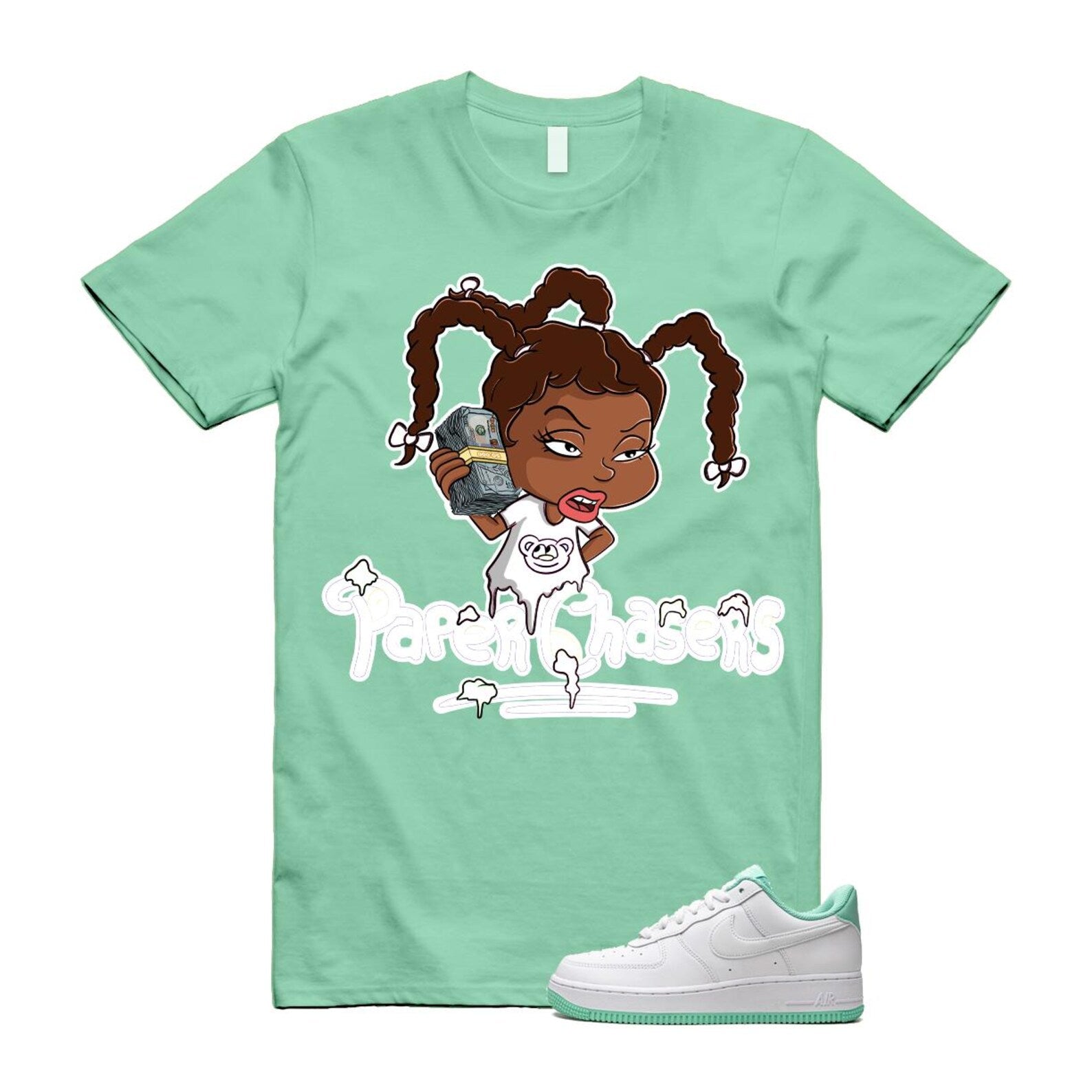 Air Force 1 Mint Foam Green Low White T Shirt Match PC T-Shirt, Sneaker Match Tee