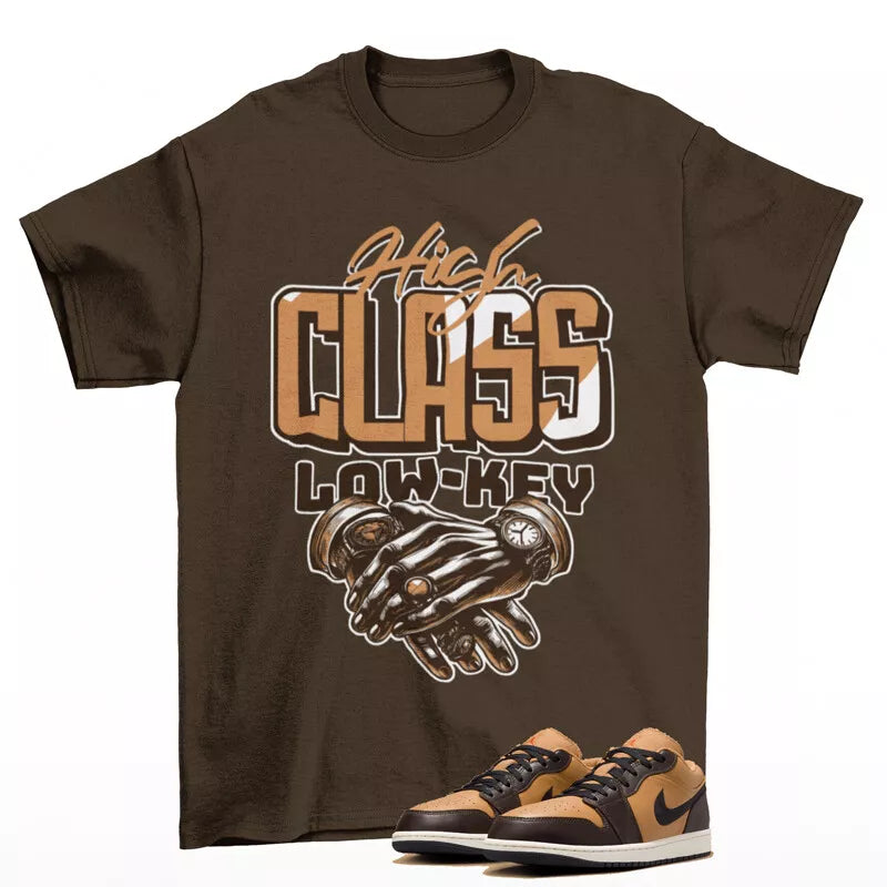 High Class Shirt Brown to Match Jordan 1 Low Flax Baroque Brown HQ3603-201 T-Shirt, Sneaker Match Tee