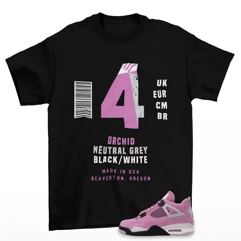 Sneaker Label Shirt Black to Match Jordan 4 Retro Orchid AQ9129-501 T-Shirt, Sneaker Match Tee