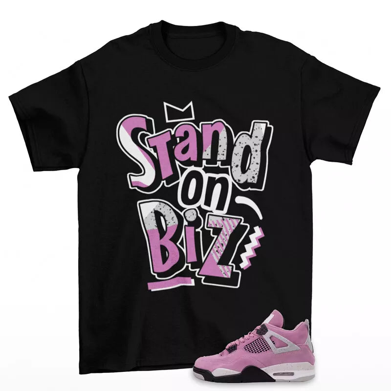 Strictly Biz Shirt Black to Match Jordan 4 Retro Orchid AQ9129-501 T-Shirt, Sneaker Match Tee