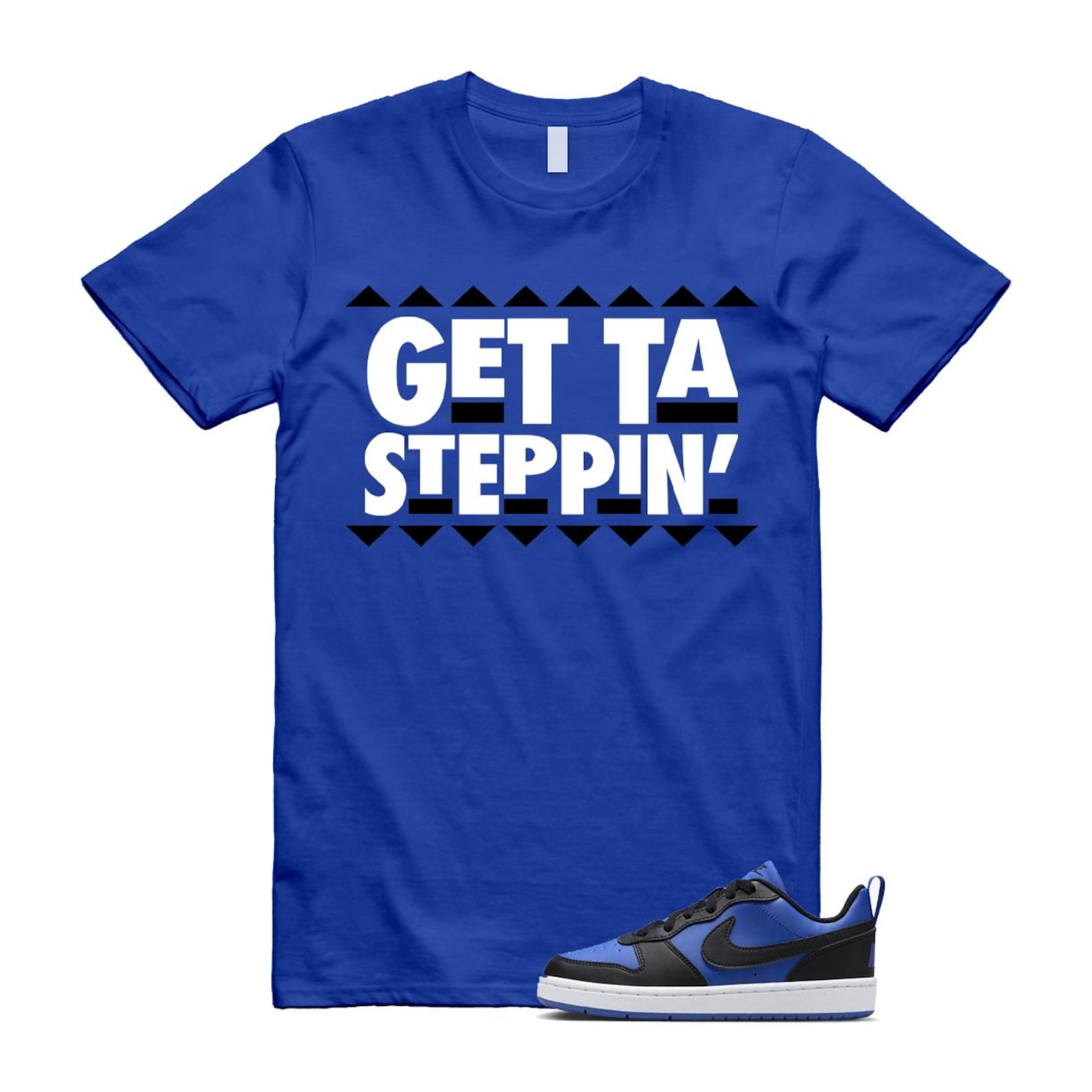 Court Borough Recraft Game Royal Blue White Black Low T Shirt Match GET T-Shirt, Sneaker Match Tee