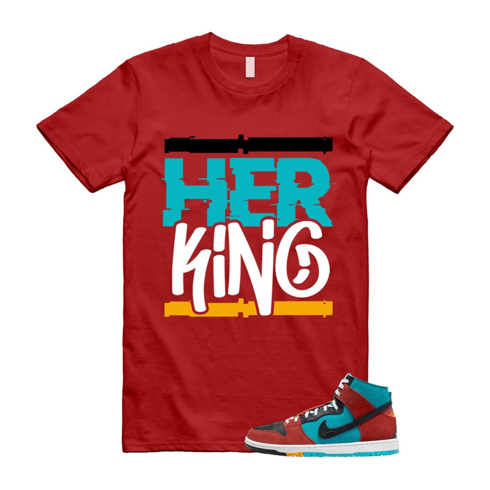 Di'orr Greenwood Navajo Arts Turquoise Blue Black Rugged Orange SB Dunk High T Shirt Match HK T-Shirt, Sneaker Match Tee