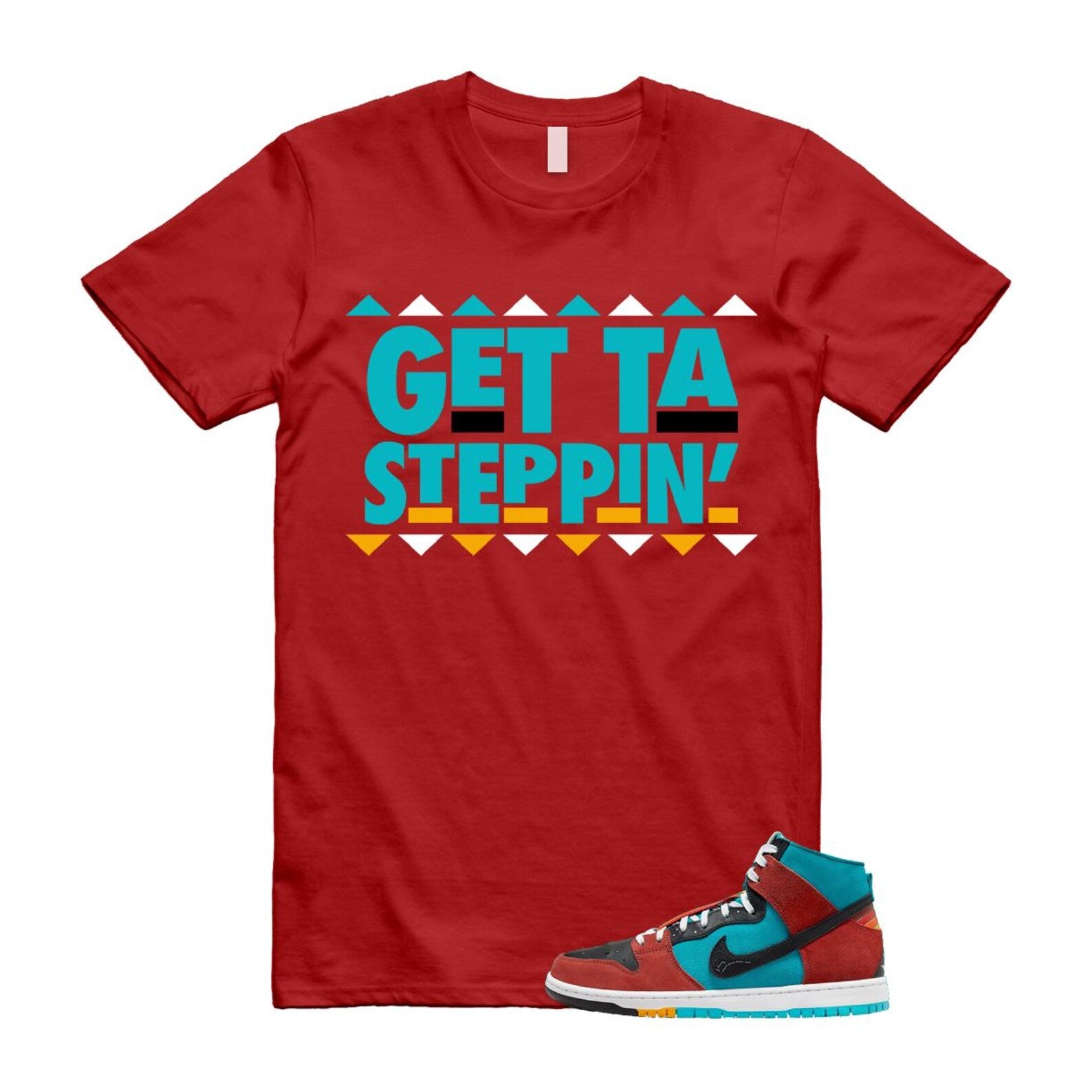 Di'orr Greenwood Navajo Arts Turquoise Blue Black Rugged Orange SB Dunk High T Shirt Match GET T-Shirt, Sneaker Match Tee