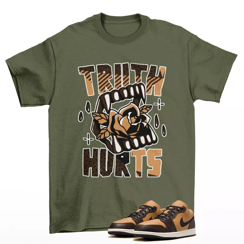 Truth Sneaker Shirt Olive to Match Jordan 1 Low Flax Baroque Brown HQ3603-201 T-Shirt, Sneaker Match Tee