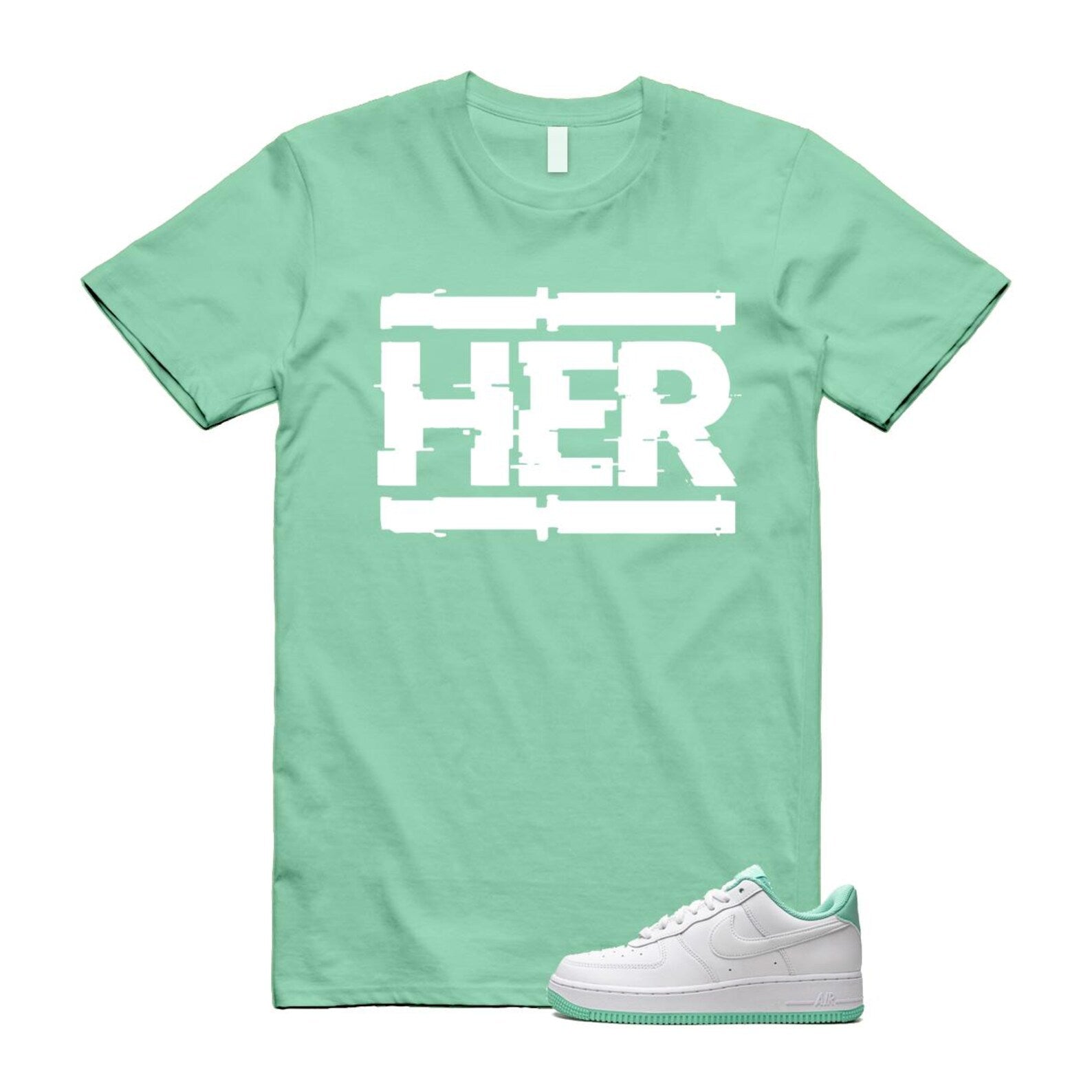 Air Force 1 Mint Foam Green Low White T Shirt Match HER T-Shirt, Sneaker Match Tee