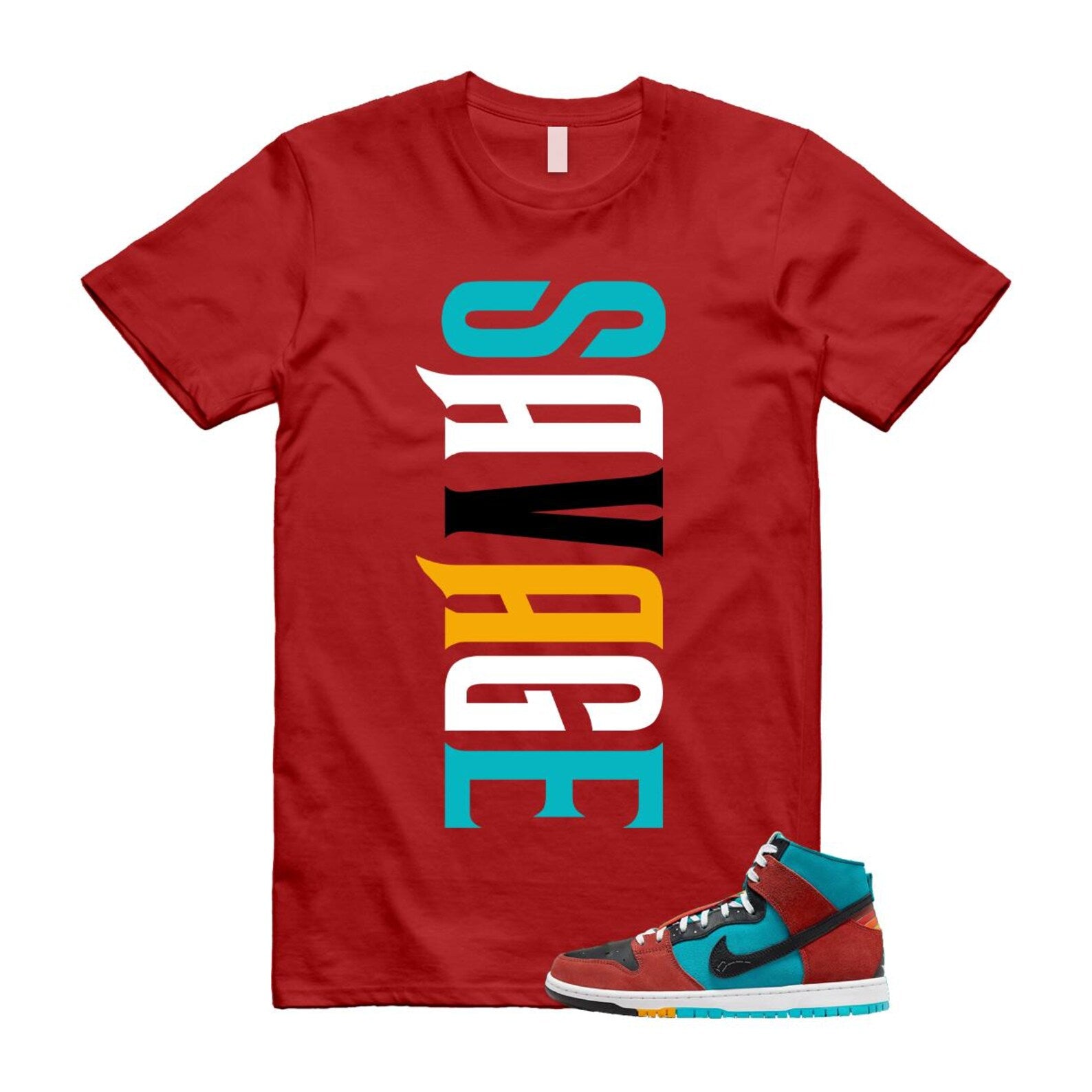 Di'orr Greenwood Navajo Arts Turquoise Blue Black Rugged Orange SB Dunk High T Shirt Match VERTSAV T-Shirt, Sneaker Match Tee