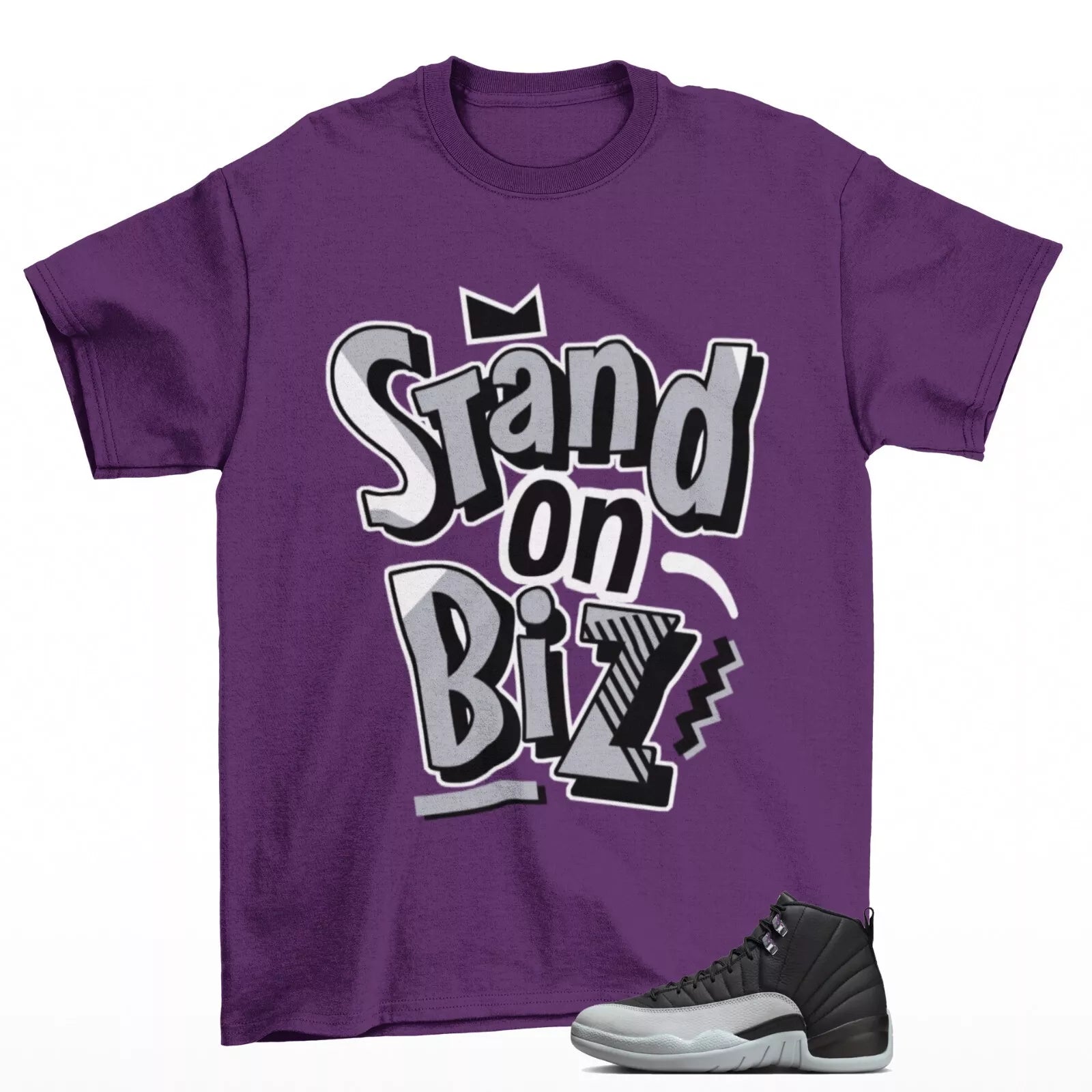 Strictly Biz Shirt Purple to Match Jordan 12 Barons Wolf Grey CT8013-010 T-Shirt, Sneaker Match Tee