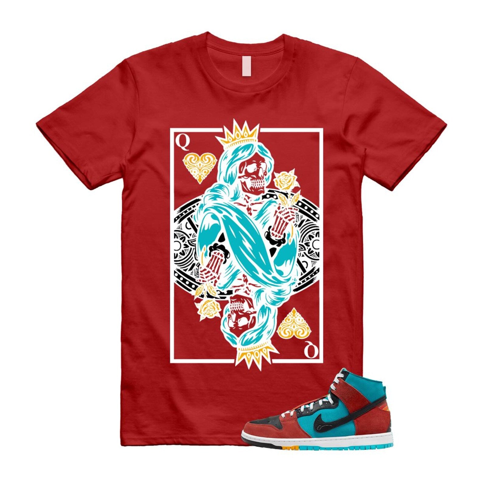 Di'orr Greenwood Navajo Arts Turquoise Blue Black Rugged Orange SB Dunk High T Shirt Match QC T-Shirt, Sneaker Match Tee