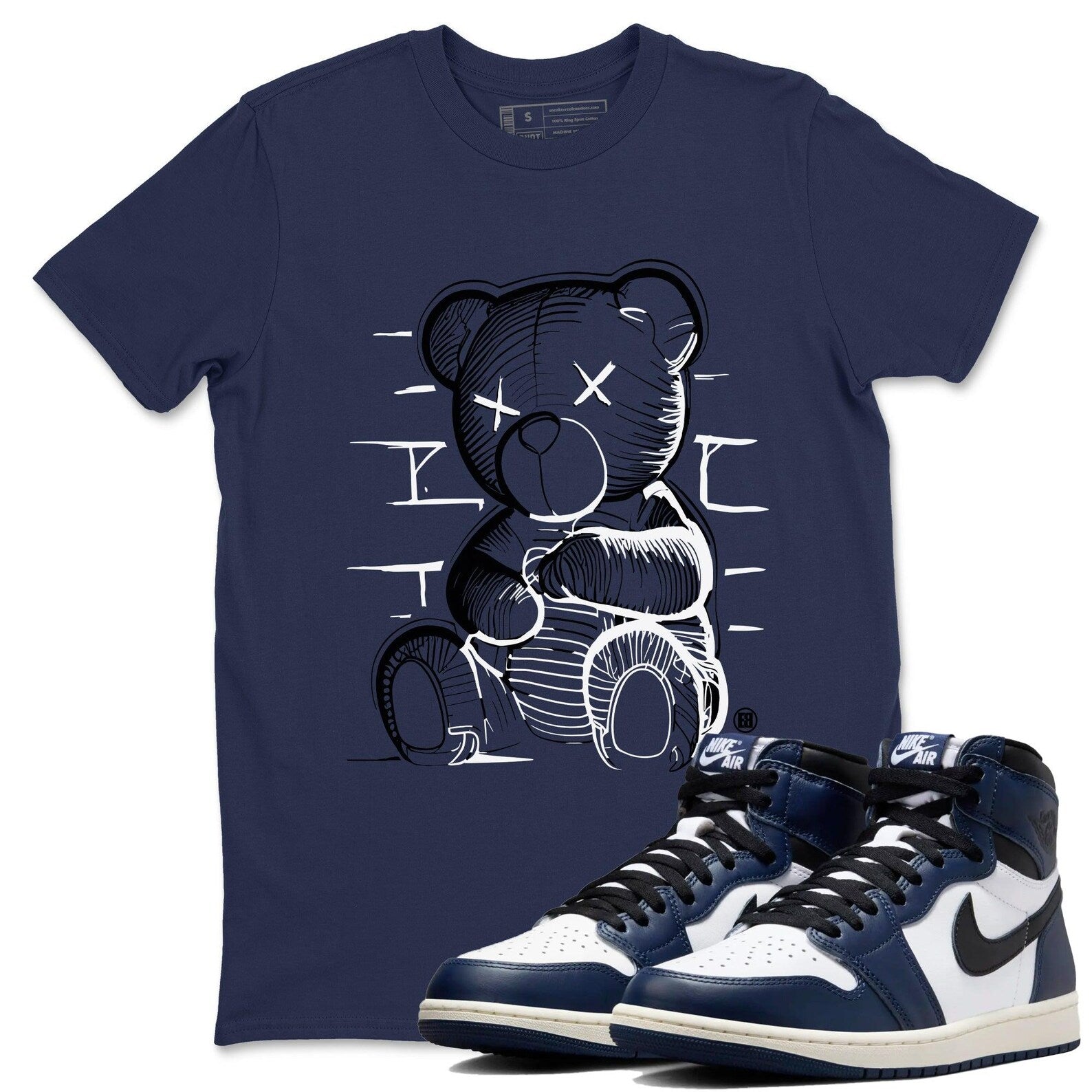 Neon Bear Unisex T Shirt To Match Jordans 1s High OG Midnight Navy T-Shirt, Sneaker Match Tee