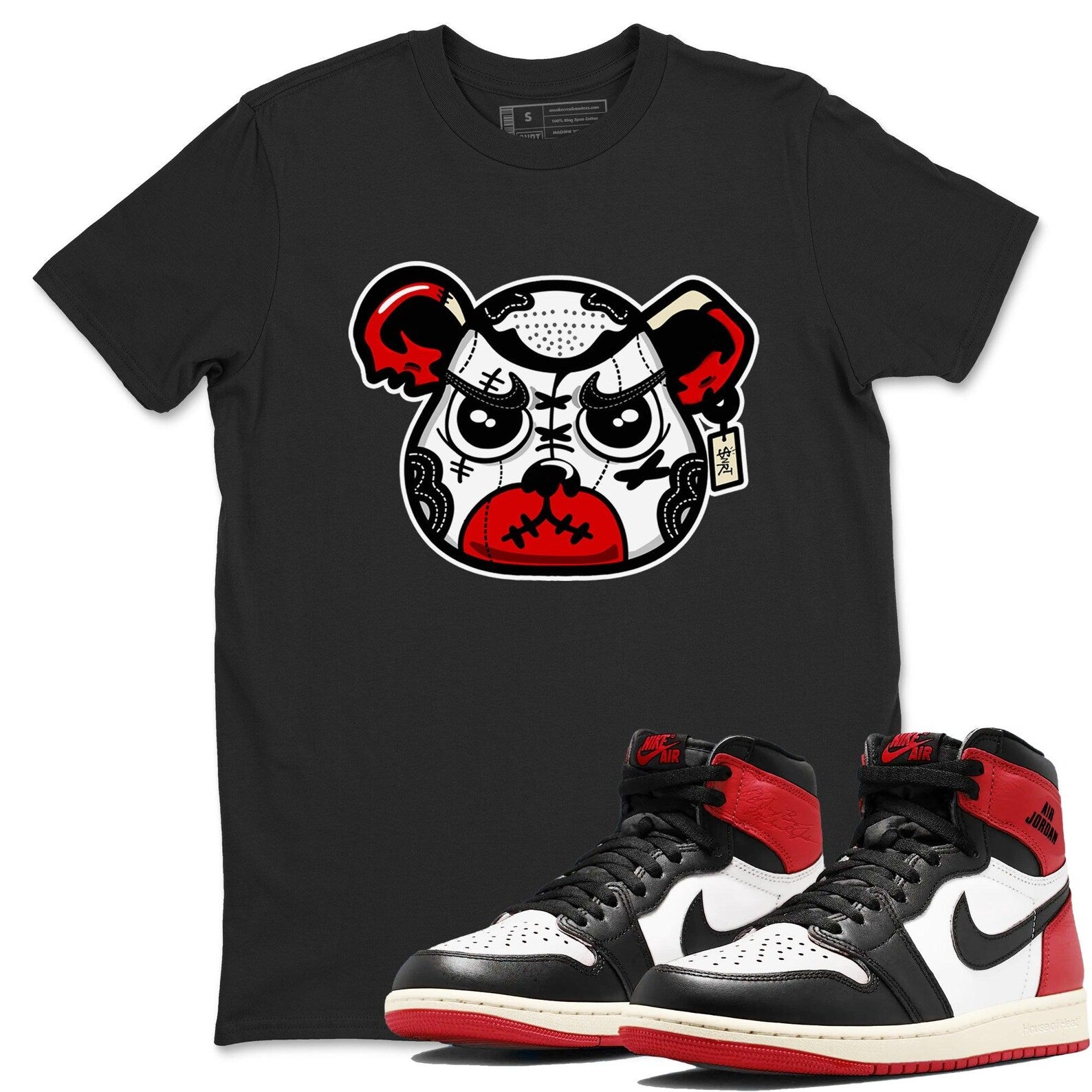 Sneaker Bear Face Unisex Shirts To Match Jordans 1s High OG Black Toe Reimagined T-Shirt, Sneaker Match Tee