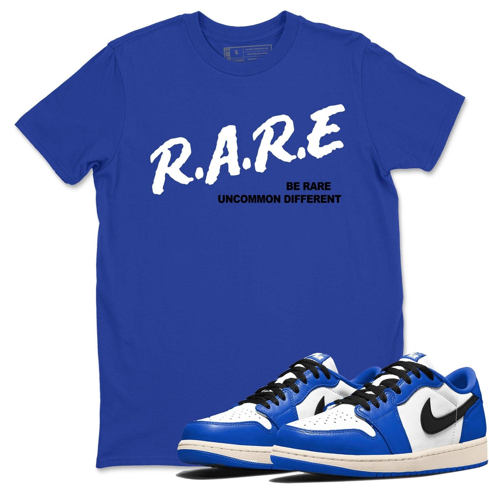 Be Rare Uncommon Different Sneaker T Shirts To Match Jordans AJ1 Low Game Royal T-Shirt, Sneaker Match Tee