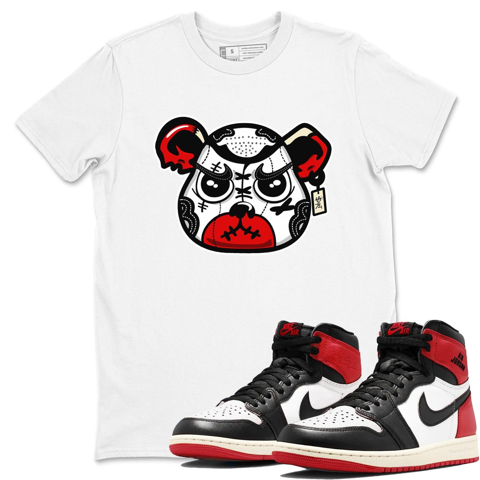 Sneaker Bear Face Unisex Shirts To Match Jordans 1s High OG Black Toe Reimagined T-Shirt, Sneaker Match Tee