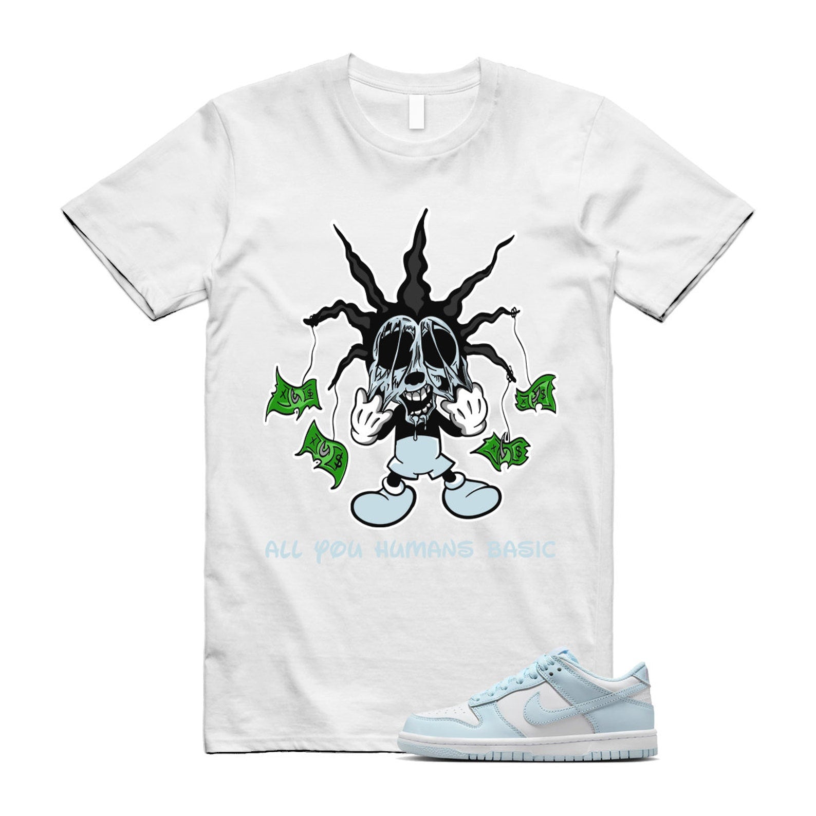 Dunk White Glacier Blue Low GS T Shirt Match HOOK T-Shirt, Sneaker Match Tee