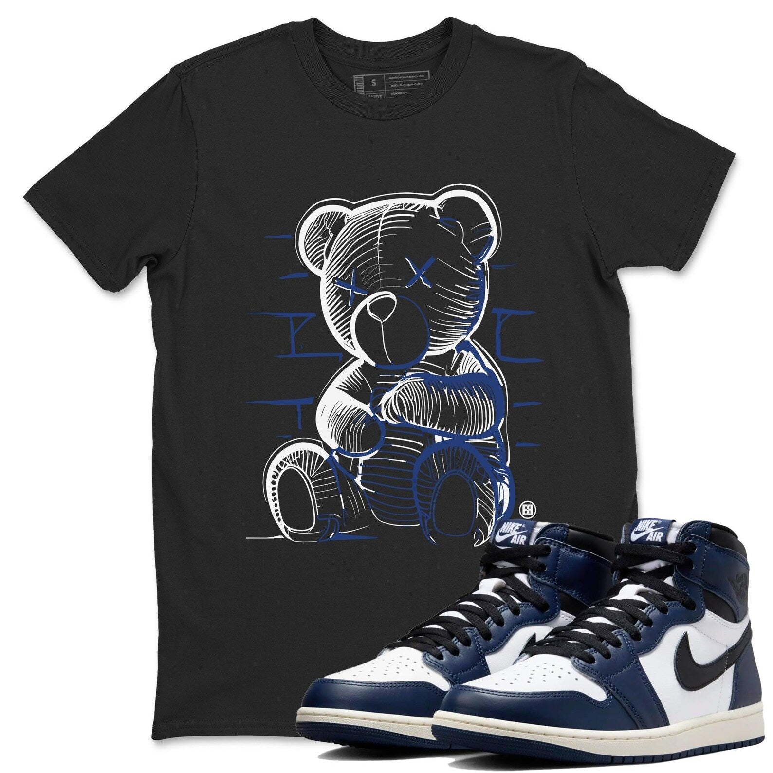 Neon Bear Unisex T Shirt To Match Jordans 1s High OG Midnight Navy T-Shirt, Sneaker Match Tee